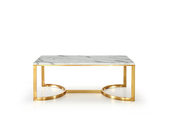 Rectange Coffee Table With Golden Finish