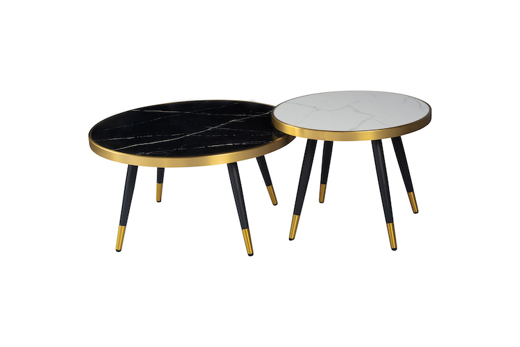 2 piece Sintered Stone & Metal Nested Coffee Table Set