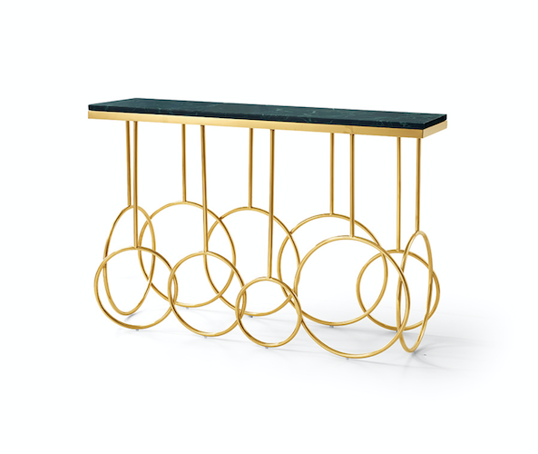 Luxury Stainless Steel Gold Console Table With Marble Top