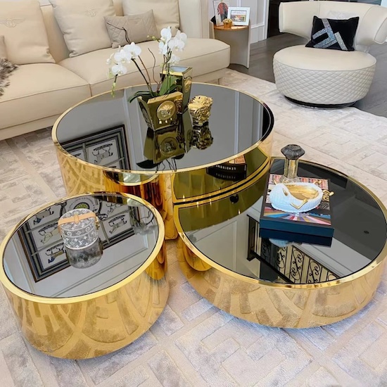 Set of 3 Gold Nesting Coffee tables
