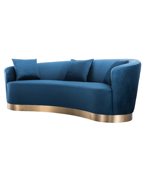 Channel Stitch Velvet 3-Seater Sofa