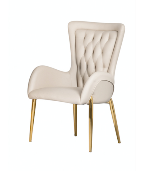 Modern Armed Dining Chair With Gold Stainless Steel Frame