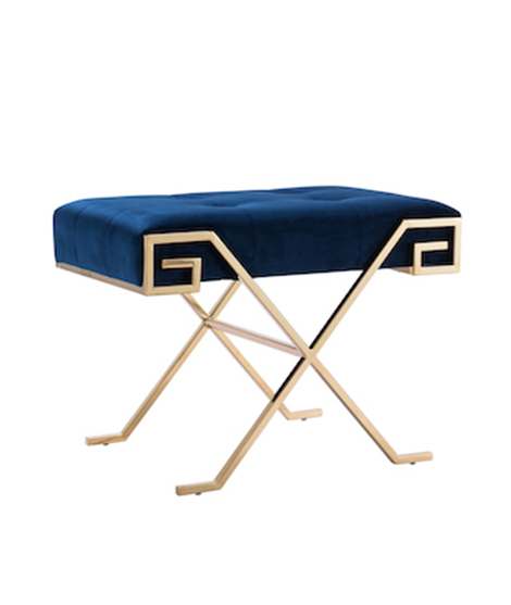 Contemporary Velvet And Stainless Steel Ottoman Bench