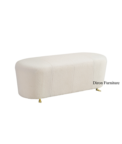 Cream Boucle Fabric Footstool With Ottoman Bench Storage