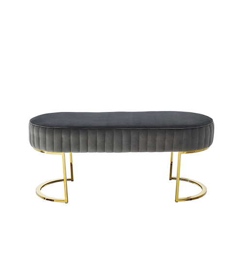 Mid-Century Modern Rectangular Fabric Upholstered Bench