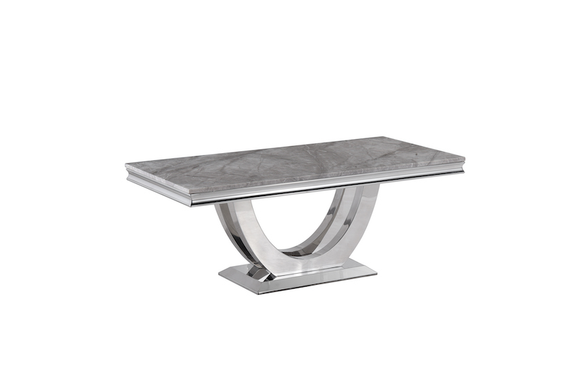 Grey marble and polish stainless steel coffee table By Diron Furniture
