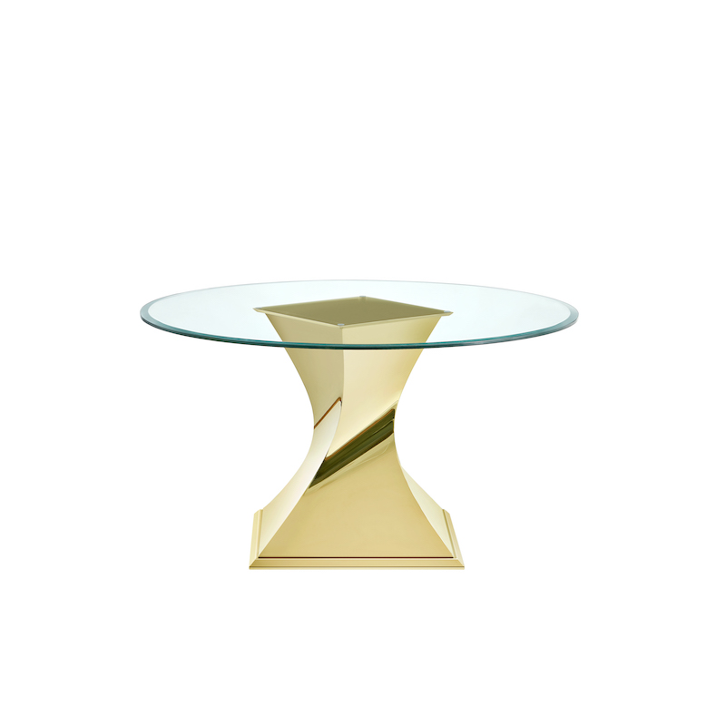 Modern Luxury glass and brass dining table