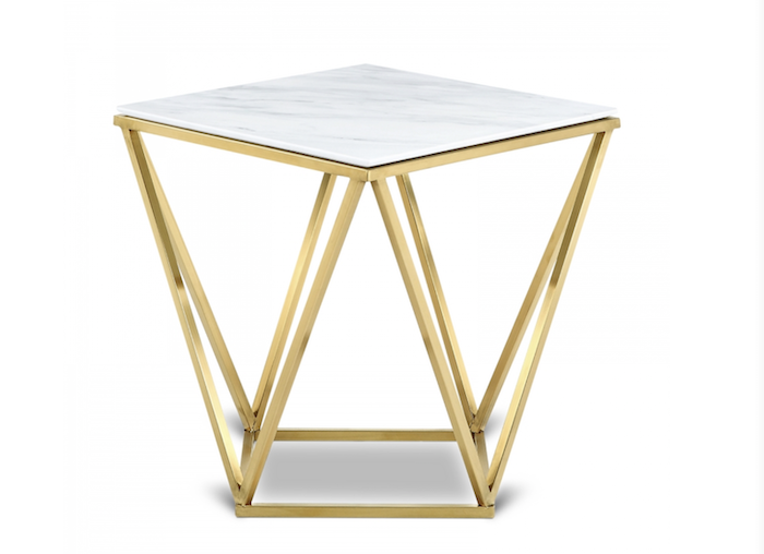 Marble  And Stainless Steel Side Table End Table