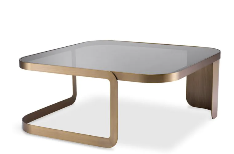 Modern Brass Accent Table Sets With Glass Top