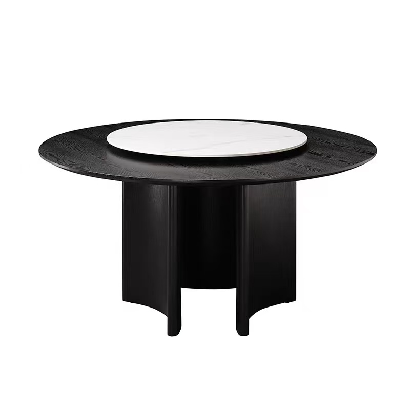 Modern  Round Dining Table With Lazy Susan